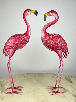 Large Metal Flamingos, Italy, 1980s, Set of 2-YST-1750199