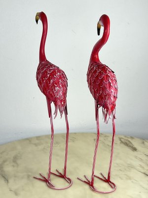 Large Metal Flamingos, Italy, 1980s, Set of 2-YST-1750199