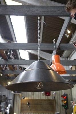 Large Metal Saucer Pendant Lamp from Bekaert, 1960s-NEN-2043214