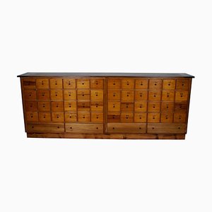 Large Mid-20th Century Dutch Industrial Beech Apothecary Cabinet-XO-1818838