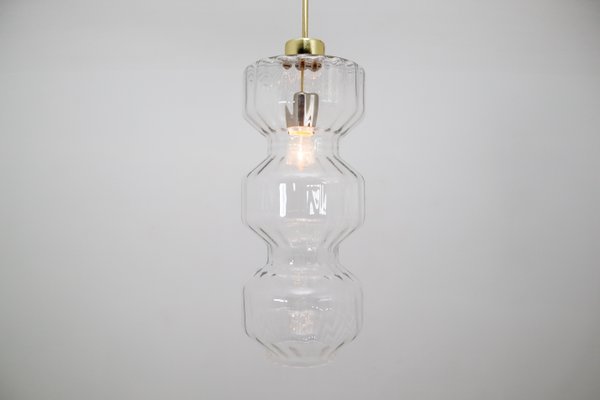 Large Mid-Ccentury Pendants in Glass and Brass, 1970s, Set of 12-TRW-1797068