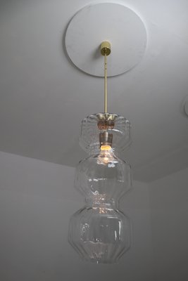 Large Mid-Ccentury Pendants in Glass and Brass, 1970s, Set of 12-TRW-1797068