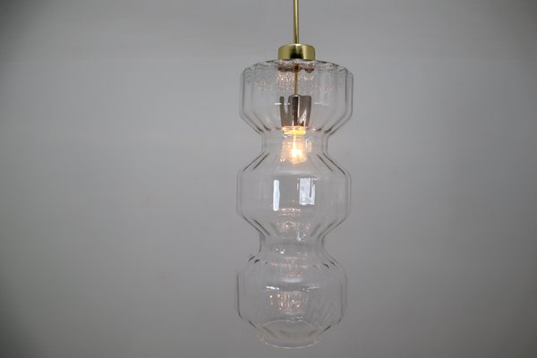 Large Mid-Ccentury Pendants in Glass and Brass, 1970s, Set of 12-TRW-1797068