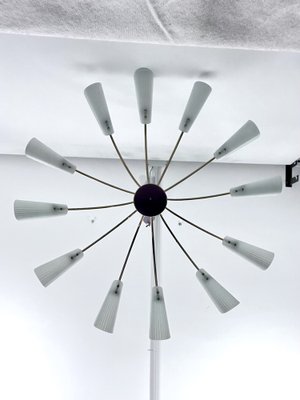 Large Mid-Century 12-Arm Chandelier in the style of Stilnovo, Italy, 1950s-OT-1699936