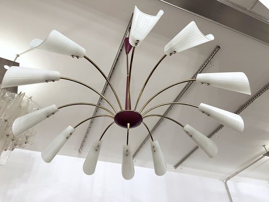 Large Mid-Century 12-Arm Chandelier in the style of Stilnovo, Italy, 1950s-OT-1699936