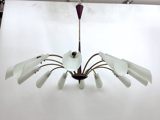 Large Mid-Century 12-Arm Chandelier in the style of Stilnovo, Italy, 1950s-OT-1699936