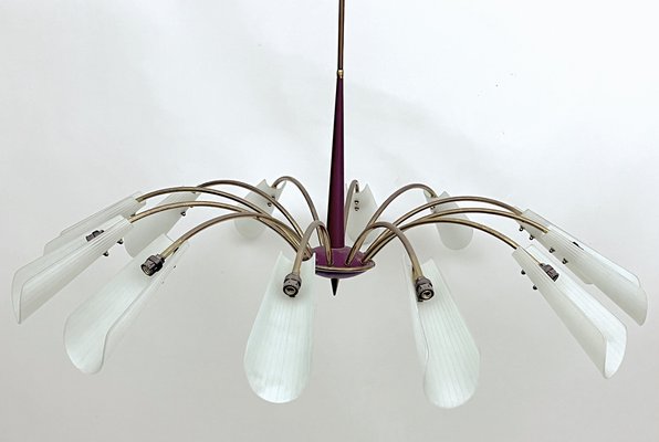 Large Mid-Century 12-Arm Chandelier in the style of Stilnovo, Italy, 1950s-OT-1699936