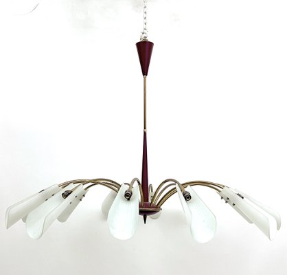 Large Mid-Century 12-Arm Chandelier in the style of Stilnovo, Italy, 1950s-OT-1699936