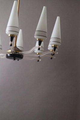 Large Mid-Century Acrylic Glass 10-Light Chandelier in the Style of Stilnovo-ESB-1376843