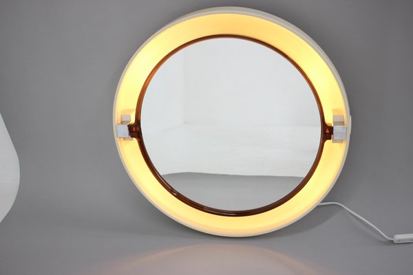 Large Mid-Century Backlit Mirror from Allibert, Italy, 1970s-TZ-1229422