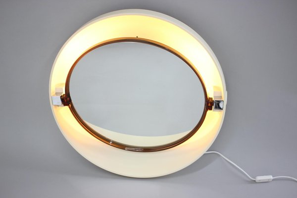 Large Mid-Century Backlit Mirror from Allibert, Italy, 1970s-TZ-1229422