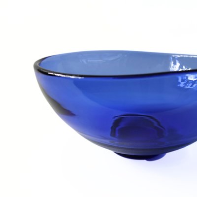 Large Mid-Century Blue Glass Bowl from Reijmyre Sweden-JKV-1786093