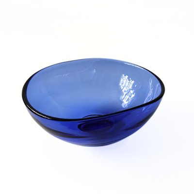 Large Mid-Century Blue Glass Bowl from Reijmyre Sweden-JKV-1786093