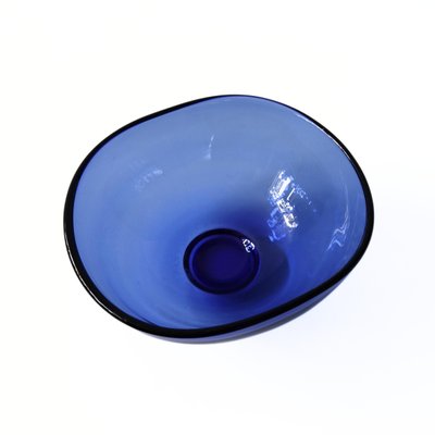 Large Mid-Century Blue Glass Bowl from Reijmyre Sweden-JKV-1786093