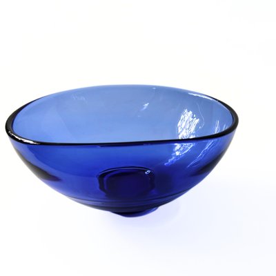 Large Mid-Century Blue Glass Bowl from Reijmyre Sweden-JKV-1786093