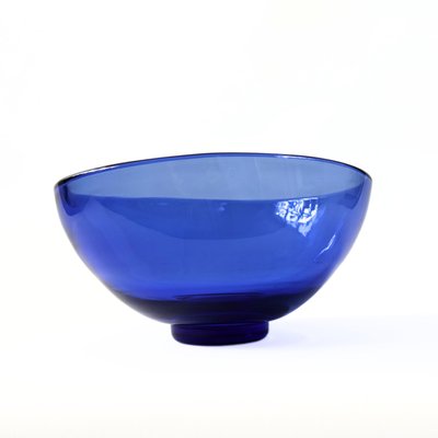 Large Mid-Century Blue Glass Bowl from Reijmyre Sweden-JKV-1786093