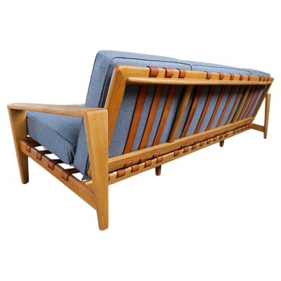 Large Mid-Century Bodö Sofa in Oak, Leather and Wool from Svante Skogh, Sweden, 1960s-UYK-1099133