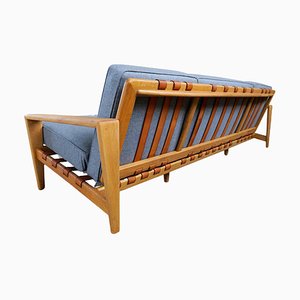 Large Mid-Century Bodö Sofa in Oak, Leather and Wool from Svante Skogh, Sweden, 1960s-UYK-1099133