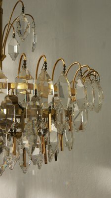 Large Mid-Century Brass and Crystal Glass Ceiling Lamp from Palwa-UMB-1105306