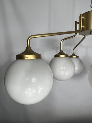 Large Mid-Century Brass and Milk Glass Ceiling Lamp from Reggiani, Italy, 1970s-OT-1286919