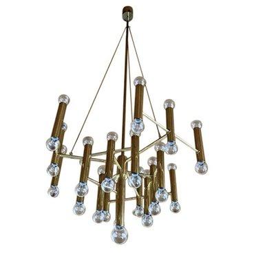 Large Mid-Century Brass Chandelier by Gaetano Sciolari for Sciolari-EJL-1167612