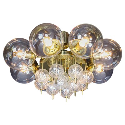 Large Mid-Century Brass Preciosa Chandelier with Glass Globes, Czechia, 1960s-TRW-1726592