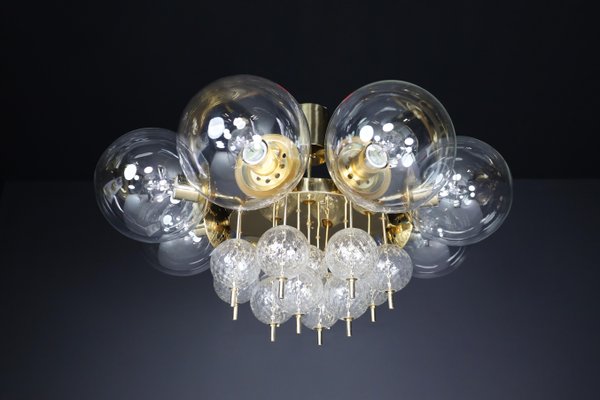 Large Mid-Century Brass Preciosa Chandelier with Glass Globes, Czechia, 1960s-TRW-1726592