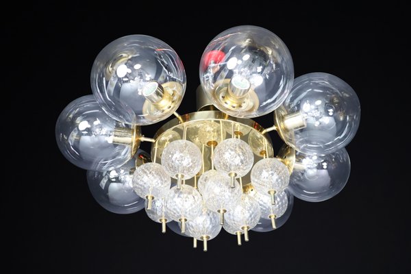 Large Mid-Century Brass Preciosa Chandelier with Glass Globes, Czechia, 1960s-TRW-1726592