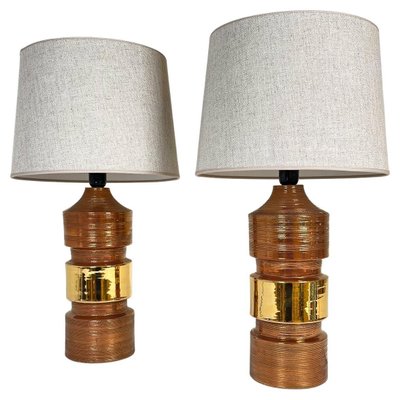 Large Mid-Century Brass Table Lamps by Bitossi for Bergboms, 1960s, Set of 2-UYK-1281601