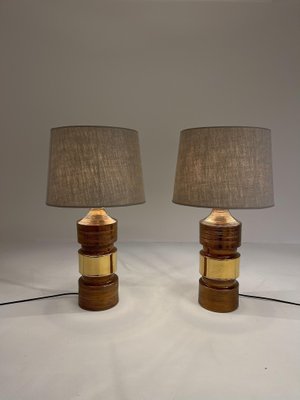 Large Mid-Century Brass Table Lamps by Bitossi for Bergboms, 1960s, Set of 2-UYK-1281601