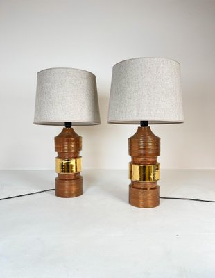 Large Mid-Century Brass Table Lamps by Bitossi for Bergboms, 1960s, Set of 2-UYK-1281601