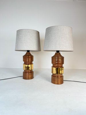 Large Mid-Century Brass Table Lamps by Bitossi for Bergboms, 1960s, Set of 2-UYK-1281601