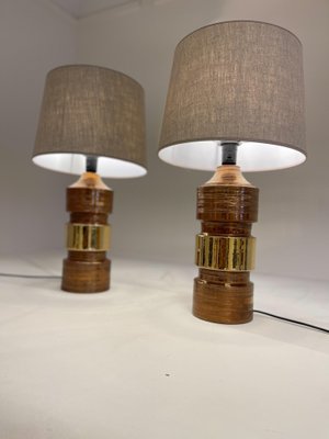 Large Mid-Century Brass Table Lamps by Bitossi for Bergboms, 1960s, Set of 2-UYK-1281601