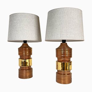 Large Mid-Century Brass Table Lamps by Bitossi for Bergboms, 1960s, Set of 2-UYK-1281601