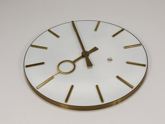 Large Mid-Century Brass Wall Clock in the style of Heinrich Moeller, Germany, 1950s-MWV-2020989