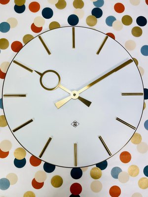 Large Mid-Century Brass Wall Clock in the style of Heinrich Moeller, Germany, 1950s-MWV-2020989