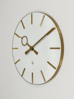 Large Mid-Century Brass Wall Clock in the style of Heinrich Moeller, Germany, 1950s-MWV-2020989