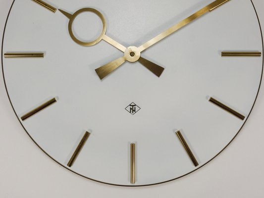 Large Mid-Century Brass Wall Clock in the style of Heinrich Moeller, Germany, 1950s-MWV-2020989