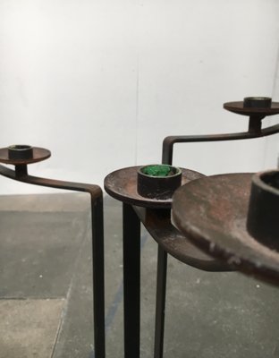 Large Mid-Century Brutalist Metal Candleholder-UAH-953852