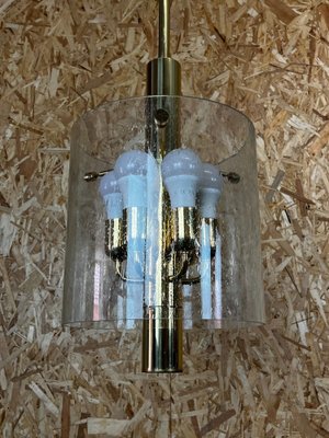 Large Mid-Century Chandelier Pendant Lamp in Glass & Chrome from Limburg-EJL-1309578