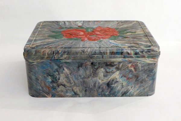 Large Mid-Century Chocolate Box in Marbled Polychrome Resin from Regibana, 1950s-RNR-1798123