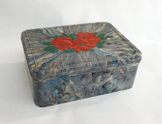 Large Mid-Century Chocolate Box in Marbled Polychrome Resin from Regibana, 1950s-RNR-1798123