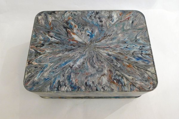 Large Mid-Century Chocolate Box in Marbled Polychrome Resin from Regibana, 1950s-RNR-1798123