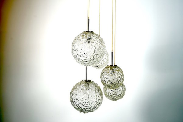 Large Mid-Century Frosted Glass Cascade Ceiling Lamp from Doria, 1960s-CIP-963133