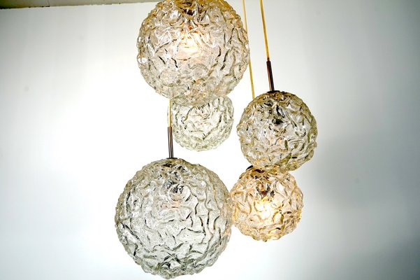 Large Mid-Century Frosted Glass Cascade Ceiling Lamp from Doria, 1960s-CIP-963133