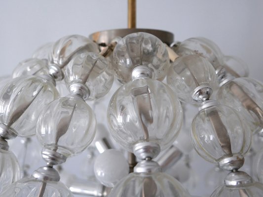 Large Mid-Century German 13-Light Glass Sputnik Chandelier from VEB Leuchtenbau Leipzig, 1960s-WPT-711523