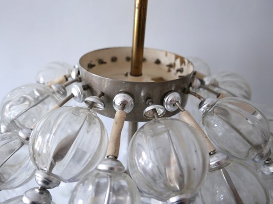 Large Mid-Century German 13-Light Glass Sputnik Chandelier from VEB Leuchtenbau Leipzig, 1960s-WPT-711523