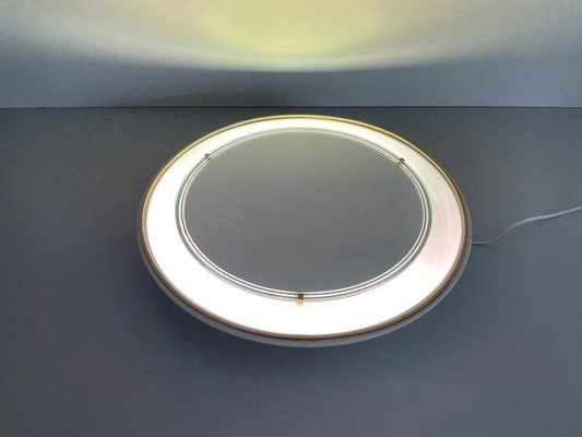 Large Mid-Century German Round Wall Mirror with Fluorescent Light by Hillebrand, 1950s-RDS-1740099