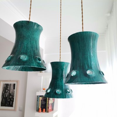 Large Mid-Century Green Metal Cascading Lamp, 1960s-SCS-1001761