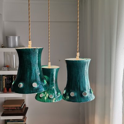 Large Mid-Century Green Metal Cascading Lamp, 1960s-SCS-1001761